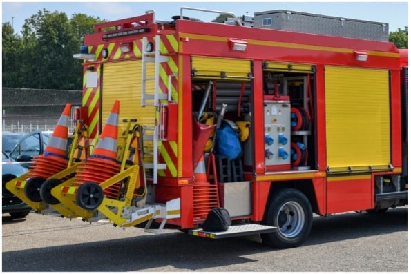 fire-fighting-training-firetruck-with-cones