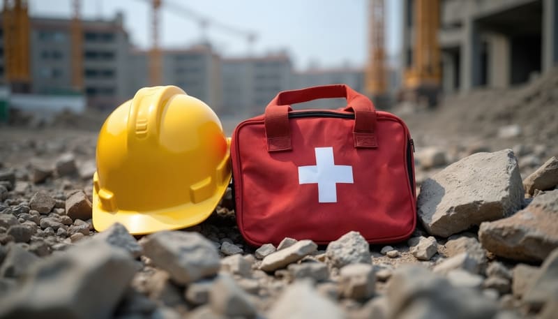 EMCARE - First Aid Course-yellow-hard-hat-red-first-aid-kit
